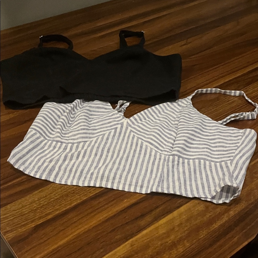 Universal Thread Black and Striped Crop Tops